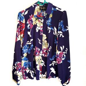 Anthropologie Yumi Kim Floral Purple Silk Romantic Elegant Long Sleeve Blouse XS